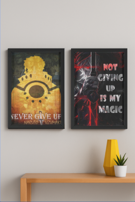Anime X Never give up Framed Bundle